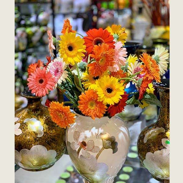 Giỏ hoa toàn HOA ĐỒNG TIỀN hoặc phối hợp với hoa hồng - Hình ảnh hoa tươi  của shop Fhoa