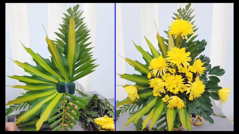 Cách cắm hoa cúc bàn thờ cúng Tết đơn giản và giản dị tuy nhiên ấn tượng