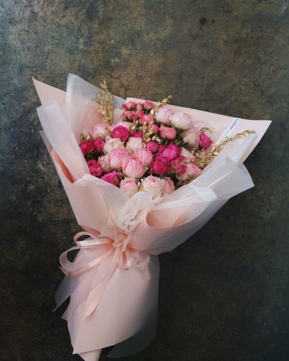 Cách tạo ra những bó hoa tone hồng bé bé xinh xinh